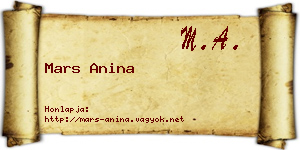 Mars Anina névjegykártya